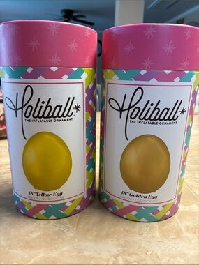 Holiball Inflatable Ornament - Yellow & Golden Easter Egg Set of 2